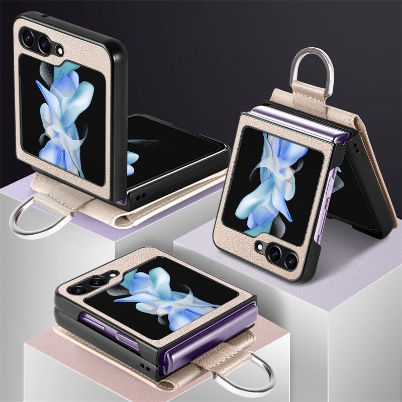 Magnetic Leather Phone Case For Samsung for Galaxy Z Flip7 5G Finger Ring Holder Card Kickstand Cover For Samsung Z Flip 7 6 5 4 5G - Image 2