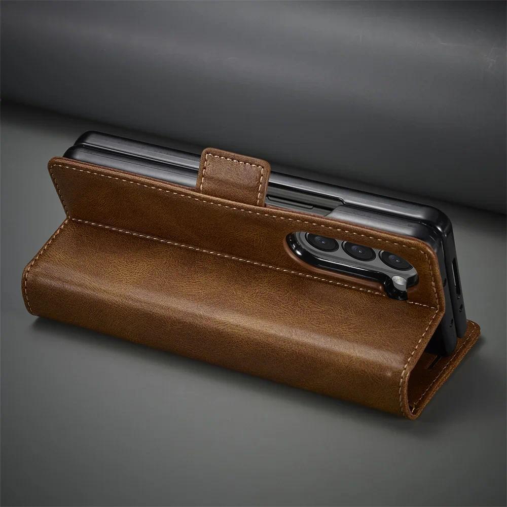 Leather Wallet Phone Case For Samsung for Galaxy Z Fold 7 6 5 4 Fold7 Fold6 Fold5 5G Cover with RFID Blocking Credit Card Holder