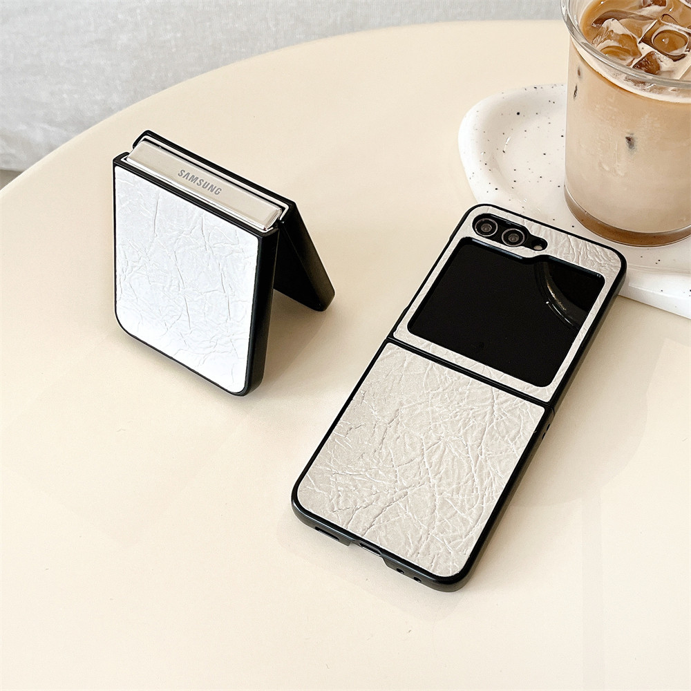Aesthetic Simple Dust Proof Casing Flip4 Flip5 Flip6 Flip7FE Finewoven PU for Samsung Galaxy Z Flip 6 5 4 Premium Phone Case - Image 2