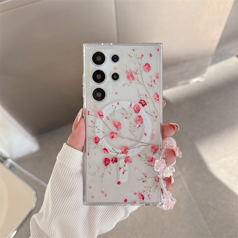 Magnetic Armor Casing for Samsung Galaxy S25 S24 S23 Ultra Ins Hard PC Pattern S25 Ultra S24 S24Plus S23 S23+ Lanyard Phone Case - Image 2