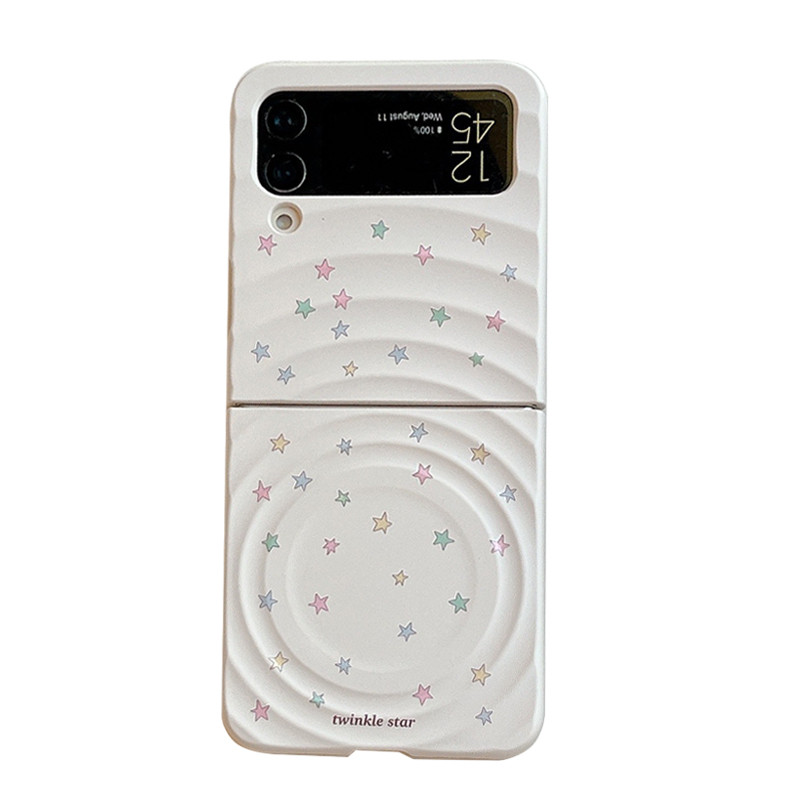 Korean Cute Little Star Magnetic Phone Case For Samsung for Galaxy Z Flip 7 6 5 4 Cover with Stand Girp Chain Kawaii Cases