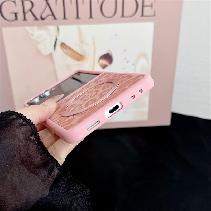 Magnetic Lens Protector for Samsung Galaxy Z Flip 7 6 5 4 3 7FE Case Durable Bumper Finewoven PU Shiny Flip5 Flip6 Flip7FE Back Phone Casing