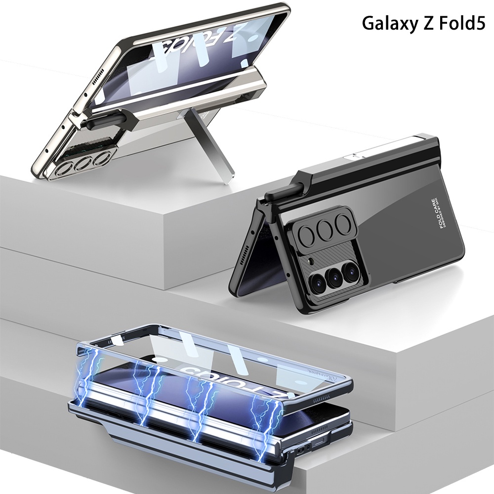 Magnetic Flip Purity Casing for Samsung Galaxy Z Fold 5 Premium PC Black Samsung Z Fold5 Screen Guard Phone Case - Image 2