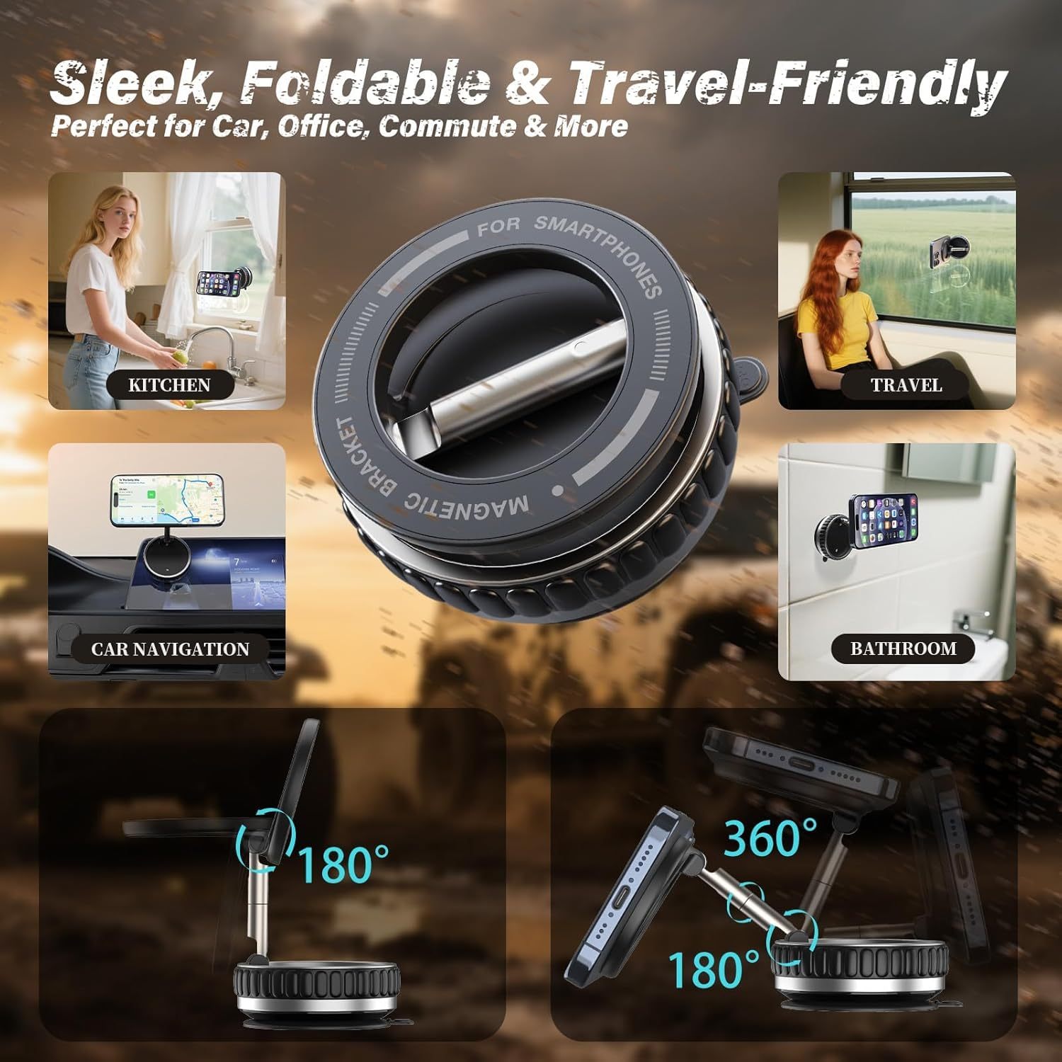 Universal Vacuum Magnetic Car Phone Holder 360° Reinforced Ultra Suction Cup Phone Holder Stand - Image 2