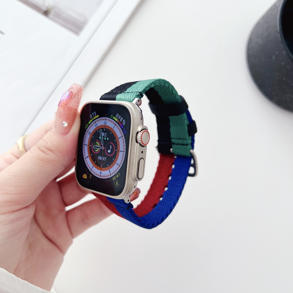 Nylon Strap For Apple Watch Band Series Ultra SE 8 7 6 5 4 3 Accessories 49mm 40mm 41mm 42mm 44mm 45mm iWatch Bracelet - Image 2