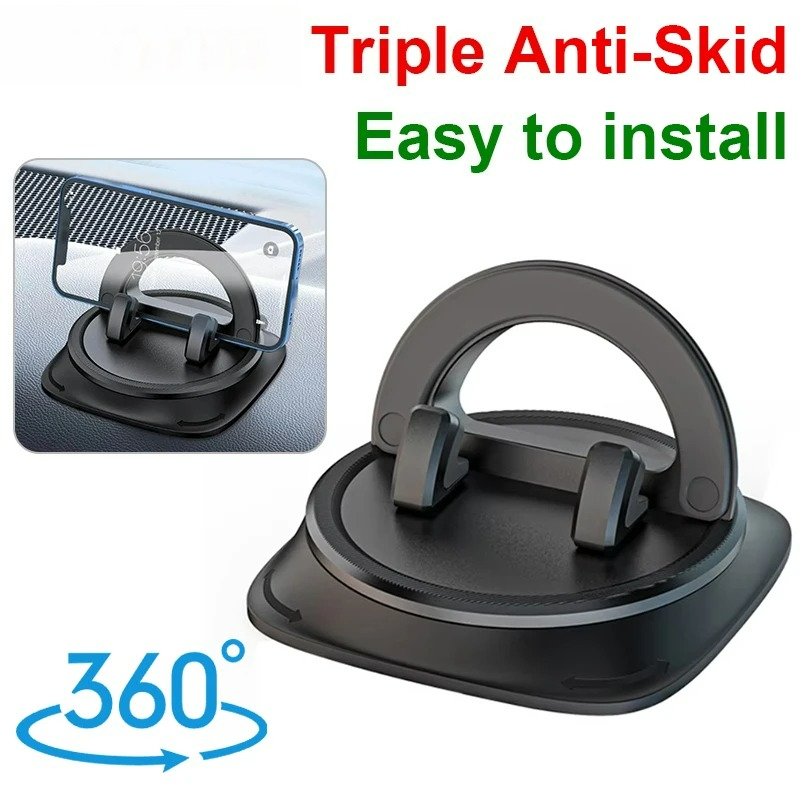 Universal Car Dashboard Phone Holder 360° Rotatable ABS Triple Anti-Skid Anti-Slip Silicone - Image 8