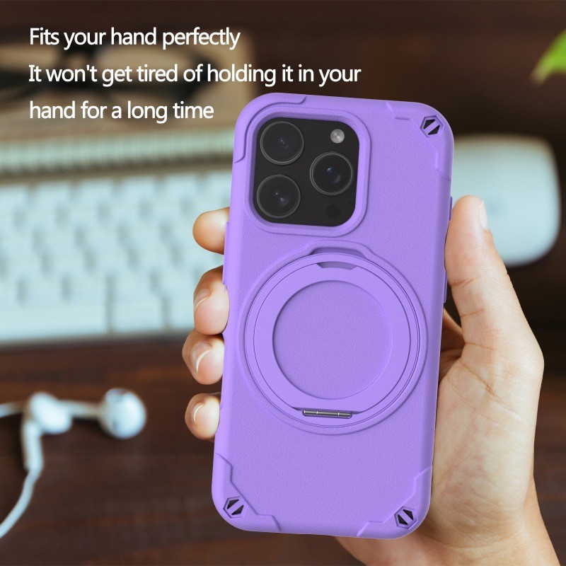 Luxury Magnetic Casing for iPhone 16 Promax Max Shockproof Wireless Charging Candy Color iPhone 16Pro With Bracket Phone Case