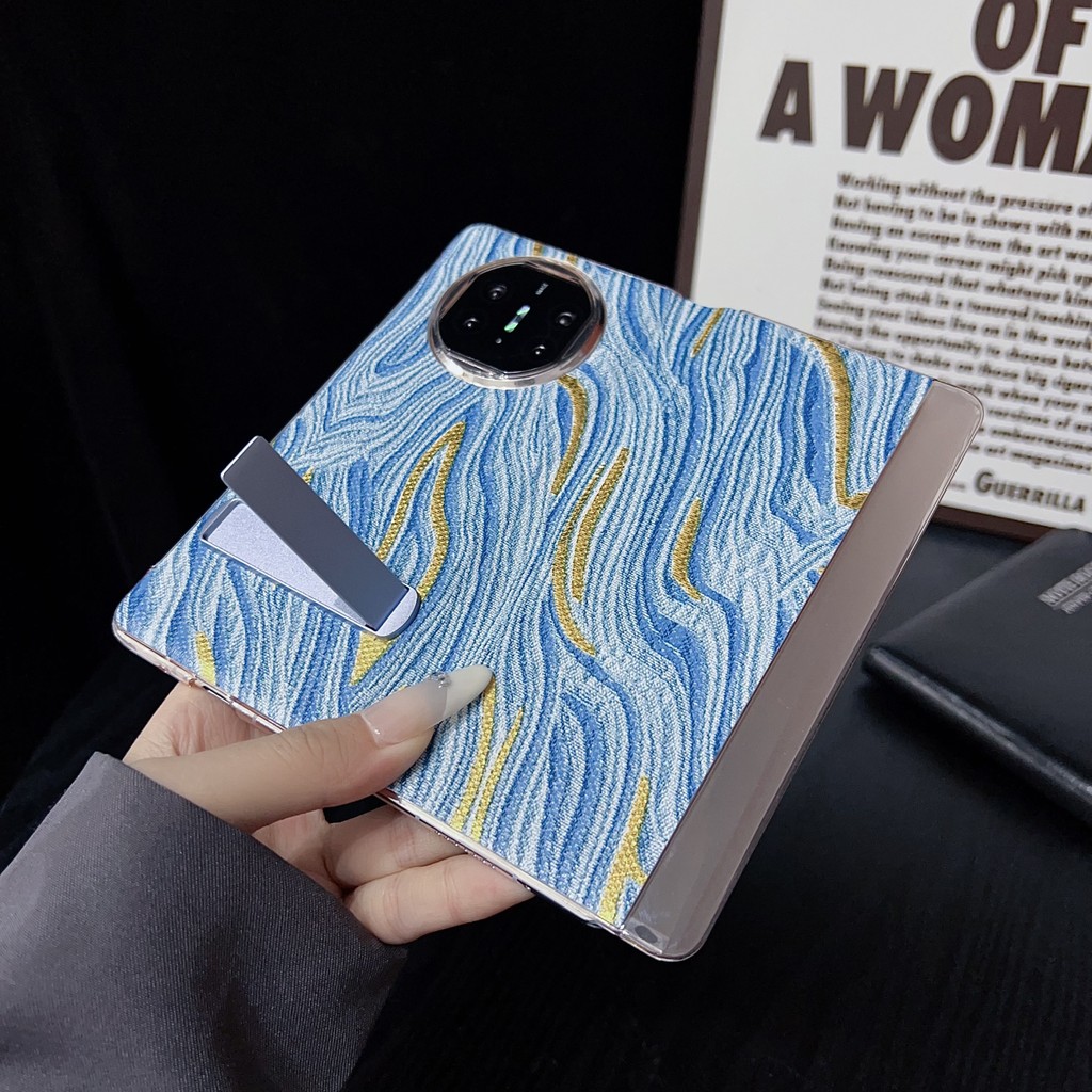 Blue Line Flip Cover IPhone Case for HUAWEI Mate X5 X3 Flip Portable Stand Denim Pattern Shockproof Hard Mobile Phone Case Cover