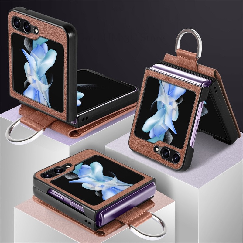 Magnetic Leather Phone Case For Samsung for Galaxy Z Flip7 5G Finger Ring Holder Card Kickstand Cover For Samsung Z Flip 7 6 5 4 5G - Image 3
