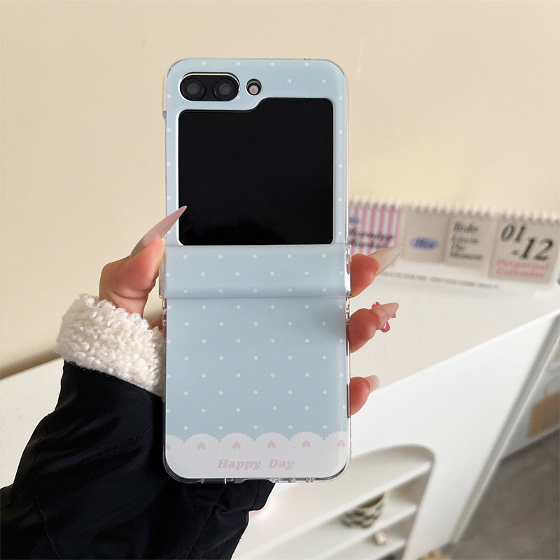 Happy Day Bowknot Heart Chain Phone Case for Samsung for Galaxy Z Flip 7 6 5 4 Protective Back Cover for ZFlip6 ZFlip7 Case Shell - Image 2