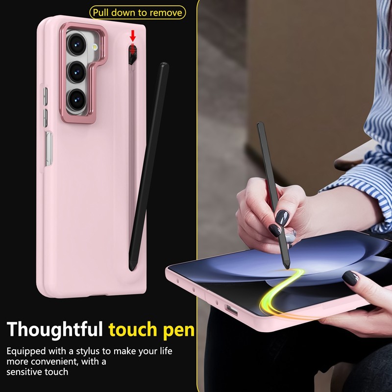 Lens Protector Matte Casing for Samsung Galaxy Z Fold7 Fold6 Z Fold5 Fold4 with Pen Plating Glass Classic Z Fold 7 6 5 4 With Bracket Phone Case - Image 3