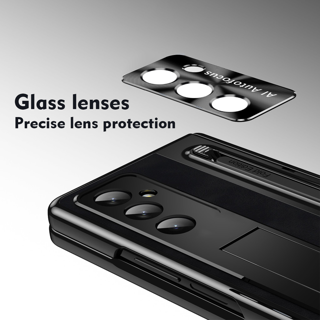 Luxury Anti-fingerprint for Samsung Galaxy Z Fold 7 Case Business Blue Z Fold7 With Bracket Phone Casing - Image 2