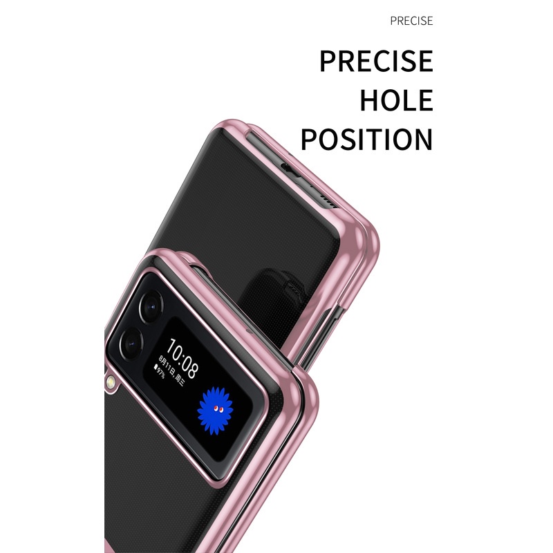 Luxury Thin/Light Electroplated PC Clear Hard Flip Case Samsung Galaxy Z Flip 4 Flip4 Phone Cover Z4 Casing - Image 3