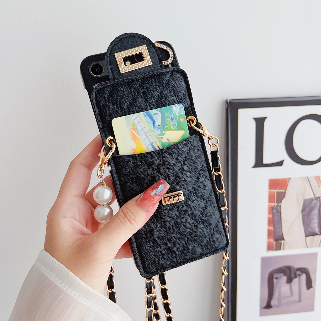 Shockproof Luxury With Card Holder Flip Casing for Samsung Galaxy Z Flip 7FE 7 6 5 4 With Card Slot Leather Samsung Z Flip7 Flip6 Flip5 Flip4 Z 5 With Lace Phone Case - Image 2