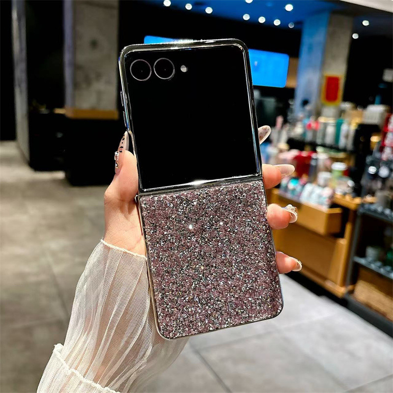 For Samsung for Galaxy Z Flip 7 6 5 4 5G Phone Case Fashion Crystal Diamond Glitter Blingbling Plating Frame Shock Protectiv Cover - Image 2