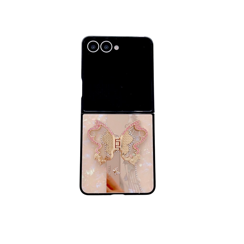 Luxury Glitter Unique Butterfly Stand Phone Case For Samsung for Galaxy Z Flip 7 6 5 4 Optional Lanyard Slim Fall Prevention Cover - Image 2