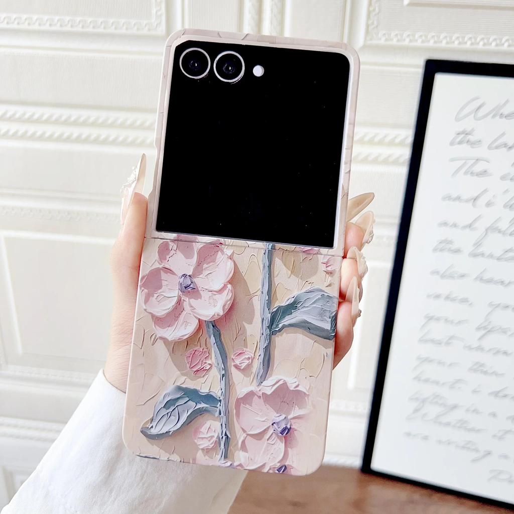Estheticism Colorful Floating Flower Dopamine Monet Style Series For Samsung for Galaxy Z Flip 7 6 5 4 5G Protective Phone Case