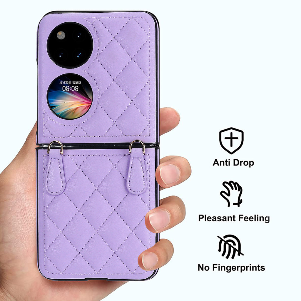 Bumper Luxury Casing for HUAWEI P50Pocket Fashion Design Shockproof PC Leather P50Pocket with Scarf Bracelet Phone Case