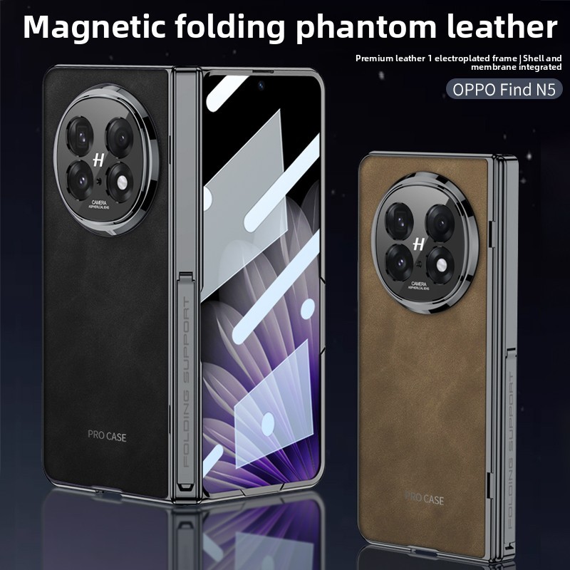 For OPPO Find N5 Magnetic Aesthetic Frosted Case Unique Design Anti-DROP Finewoven PU Classic Screen Guard Cover - Image 2
