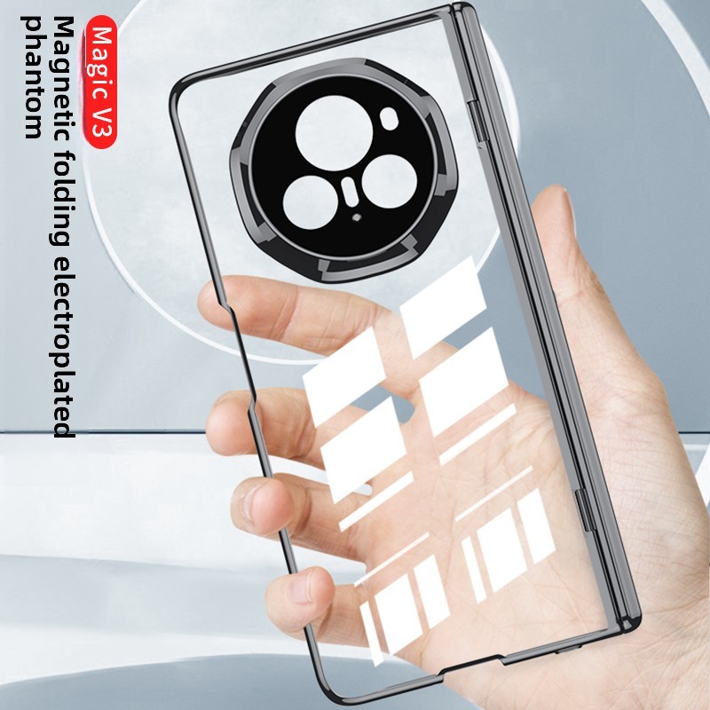 For Honor Magic V3 Magnetic Lens Protector Case Trendy Design Anti-DROP Finewoven PU Classic Premium Cover