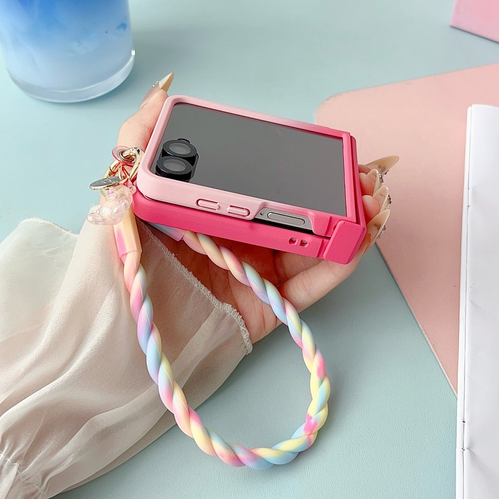 Simple Anti-DROP for Samsung Galaxy Z Flip 7 6 5 FE Case Beautiful Design Love Zflip7 7FE Flip6 Flip5 With Strap Phone Casing - Image 3