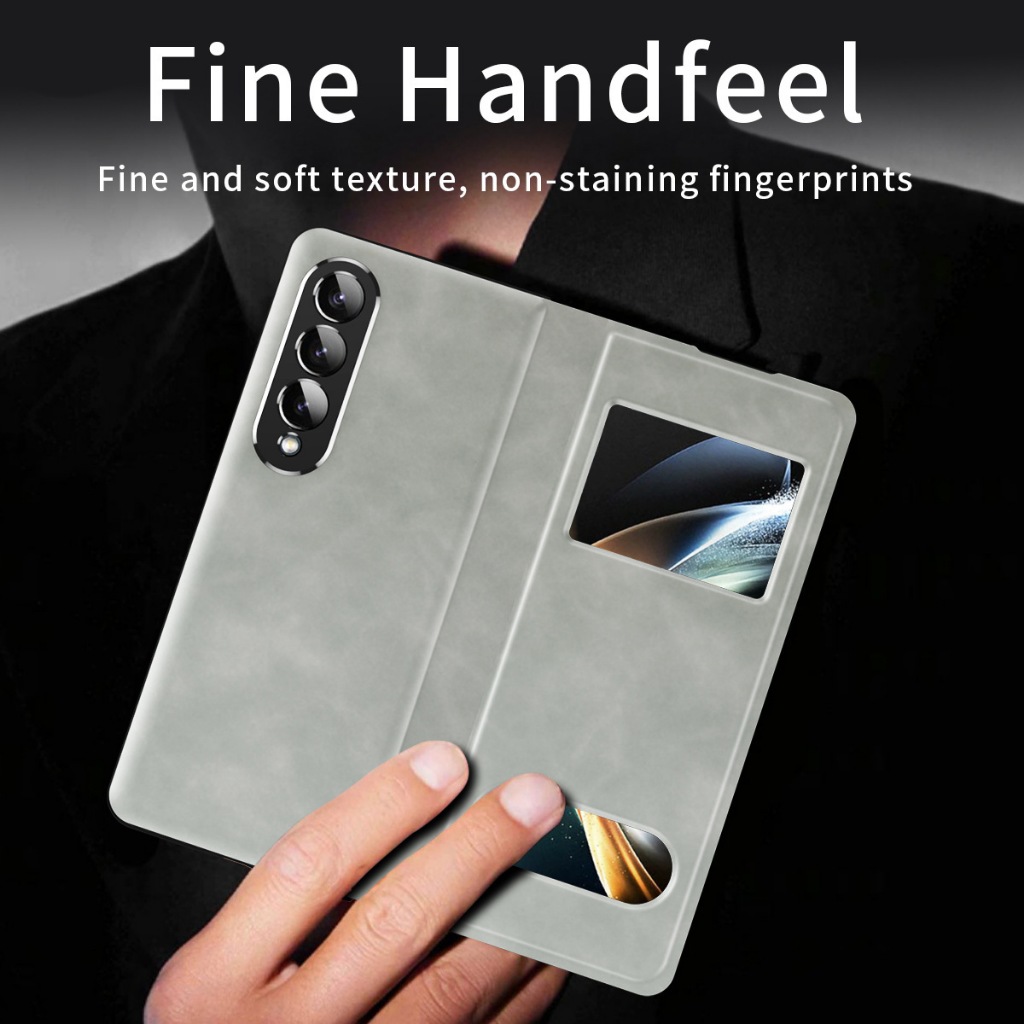 Luxury Nappa Stripe Fold Phone Casing for Samsung Galaxy Z Fold 7 6 5 Anti-drop Leather Case for Z Fold7 Fold6 Fold5 Portable Anti-fall Protection Cover - Image 3