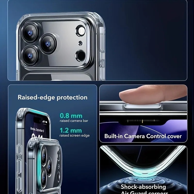 Magnetic Lens Protector Fashion Transparent Hard PC Back Cover for IPhone 17 16 15 Pro Max - Image 2