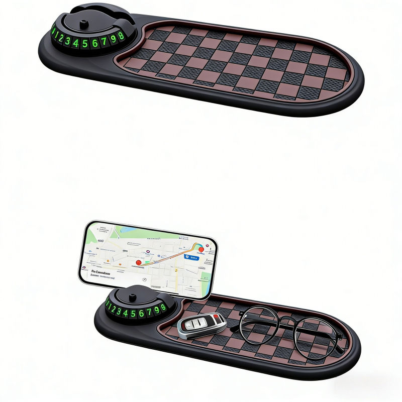 Universal 2-in-1 Car Phone Sunglasses Holder 60-Degree Rotation Anti-Slip PVC Mat Interior Accessories - Image 2