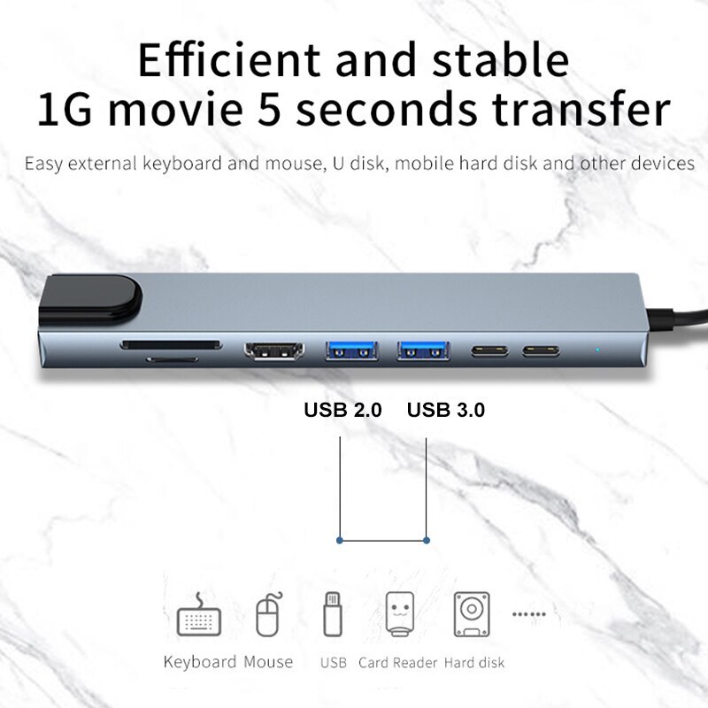 USB 3.1 Type Ctype c to hdmi cable for tv Hub 4K HDMI with RJ45 SD/TF Card Reader PD Fast Charge for Laptop Computer - Image 2