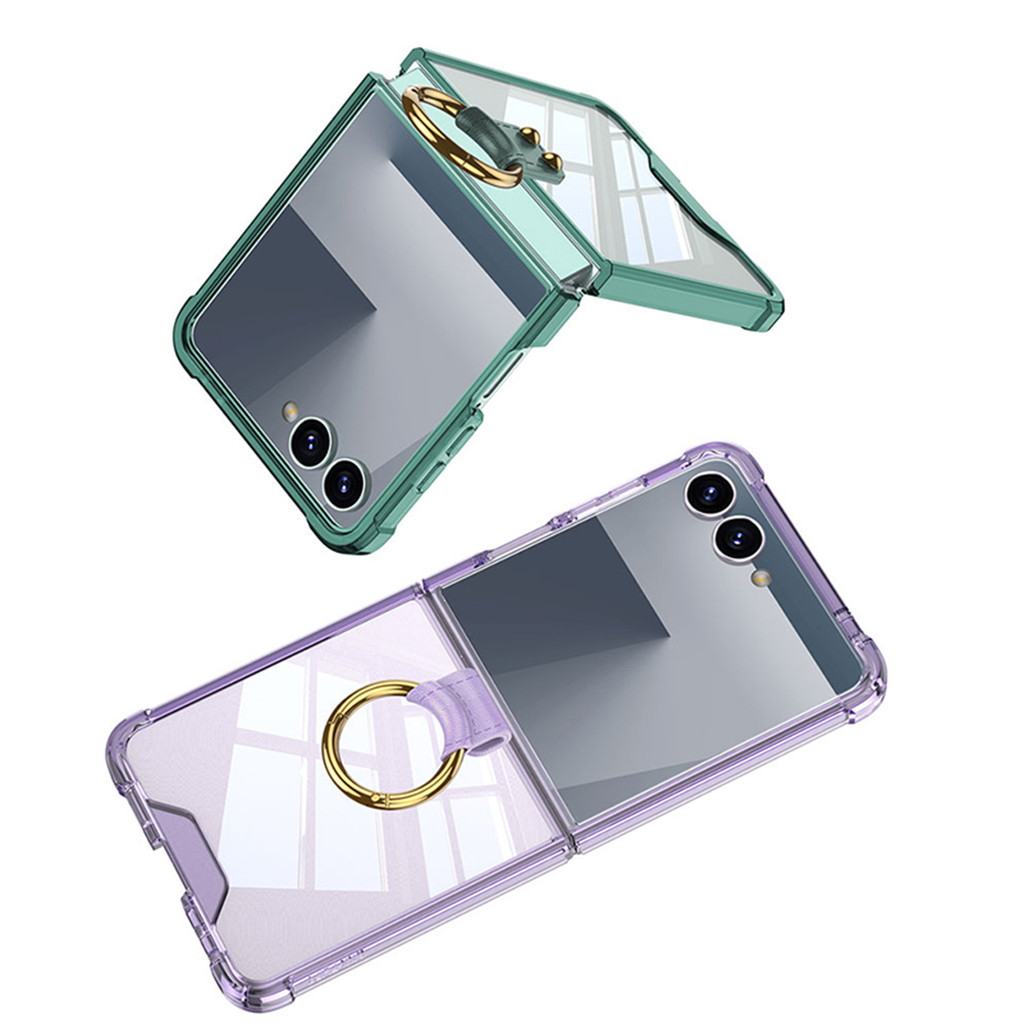 For Samsung Galaxy Z Flip 7 Aesthetic Bumper Case Ins Airbag Cushion Transparent With Ring Holder Cover - Image 2