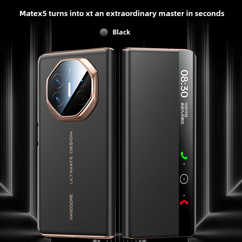 Couple Bumper Folding Screen Protective Case for HUAWEI Mate X5 X3 High-end Business New Leather Pure Flip Cover Fallproof Case - Image 3