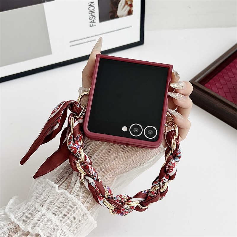 Dust Proof Luxury for Samsung Galaxy Z Flip 7 Case Fashion Design Red Z Flip7 Flip Z7 with Strap Phone Casing - Image 3