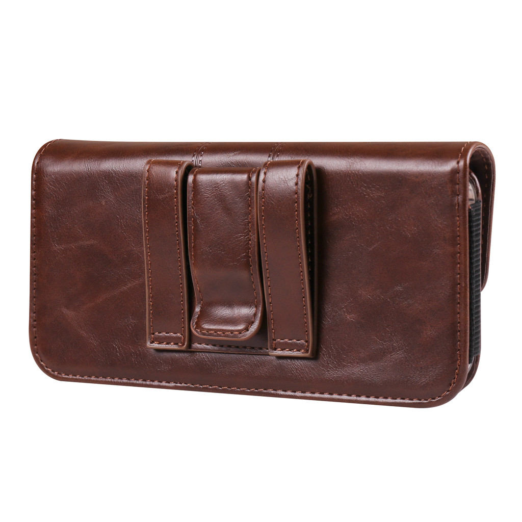 Horizontal Phone Waist Bag with Pressure Line Waist Belt PU Leather Universal with Card Slot Waist Bag - Image 3