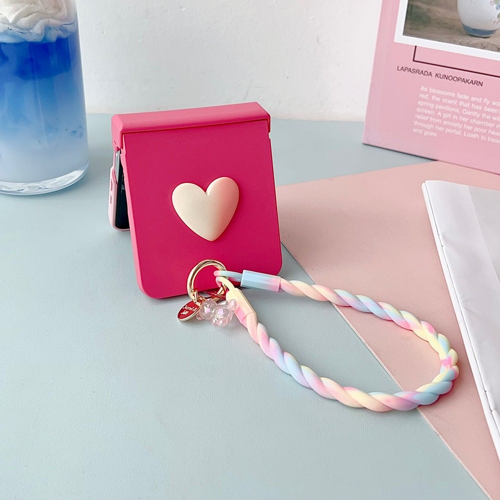Simple Anti-DROP for Samsung Galaxy Z Flip 7 6 5 FE Case Beautiful Design Love Zflip7 7FE Flip6 Flip5 With Strap Phone Casing - Image 2