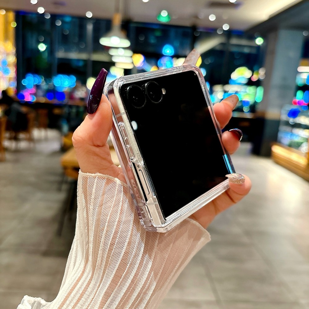 Aesthetic Magnetic for Samsung Galaxy Z Flip 7 6 5 FE Case Elegant Lens Protector Transparent Zflip7 7FE Flip6 Flip5 Back Phone Casing - Image 2