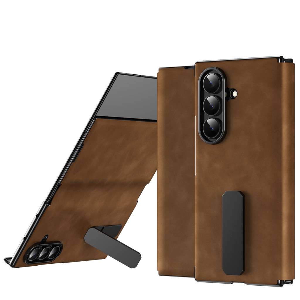 Luxury Retro Vintage for Samsung Galaxy Z TriFold Case Business Hard PC+PU Leather Blue Z TriFold With Bracket Phone Casing