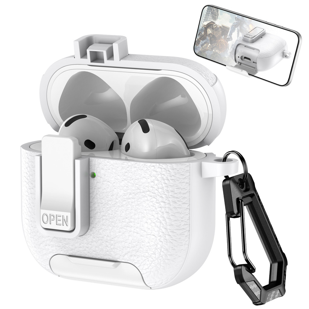 Shockproof Switch Secure Lock Stand Armor Anti-fall Case for AirPods Pro3 Pro2 Protective Earphone Casing AirPod 4 ANC 1/2 Phone Holder Case AirPods Pro3 Case AirPods 3 Cover - Image 3