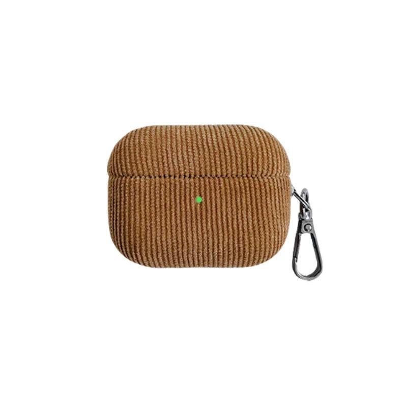 Unique Fashion Ins Retro Corduroy Grain Cloth Leather Earphone Case For Apple AirPods4 3 2/1 Pro 2 Metal Keylock Headphone Cover - Image 2