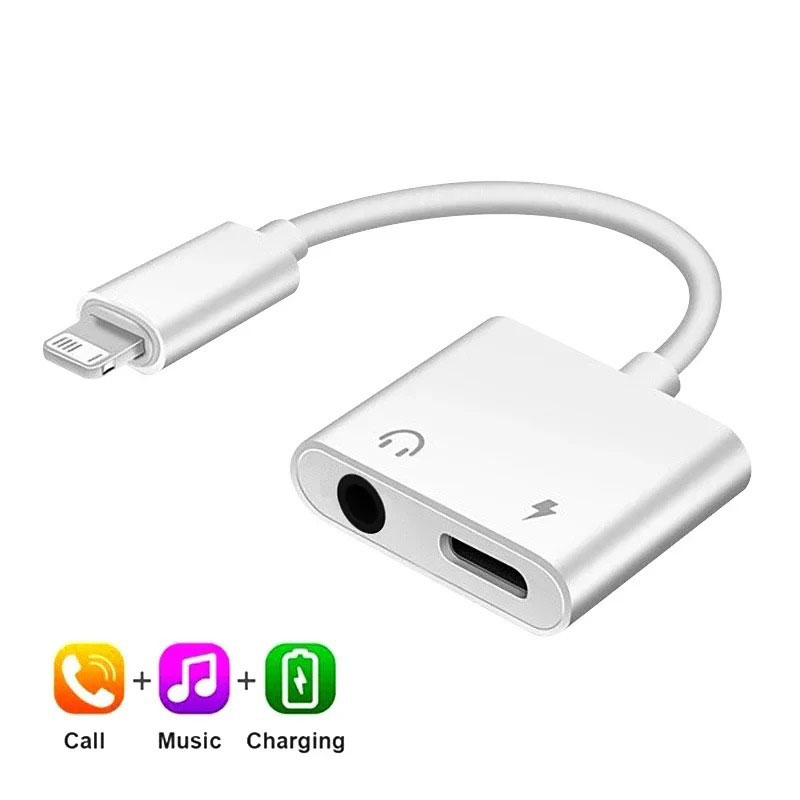20W Dual Port 2 in 1 Charger iOS 3.5mm Headphone Splitter Audio Adapter for iPhone 15 Pro Max 14 13 XR Mini - Image 3