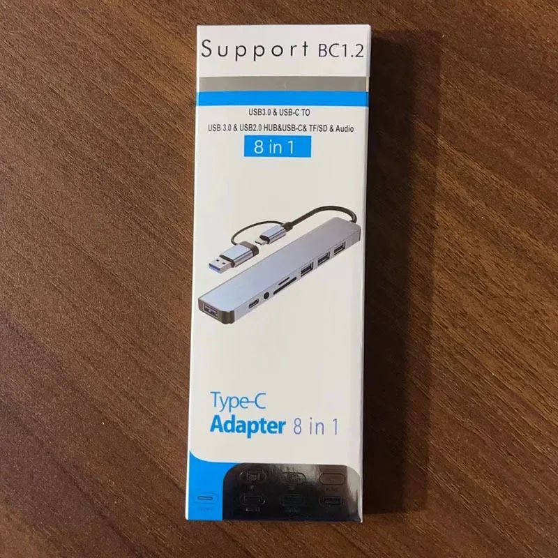 Type-C Hub 8-in-2 Splitter TF SD Card Reader USB-C Port USB 3.0 Docking Station for MacBook - Image 2