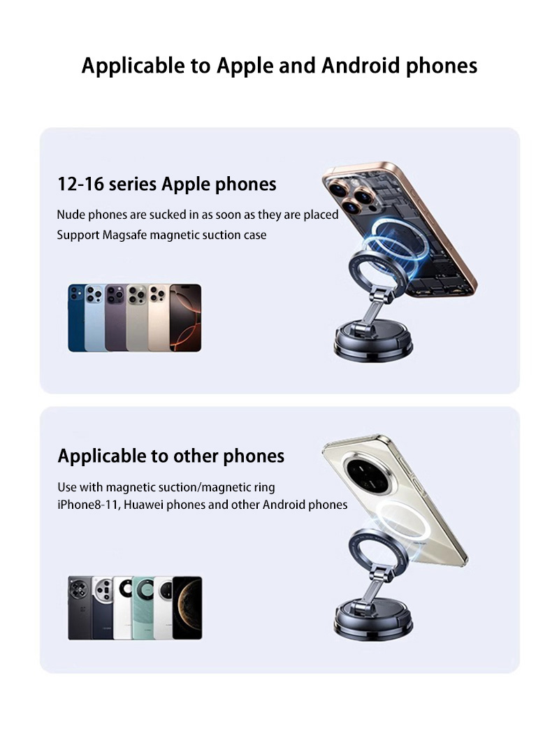 360° Rotating Vacuum Adsorption Car Mount Universal Foldable Magnetic Phone Holder for Navigation - Image 8