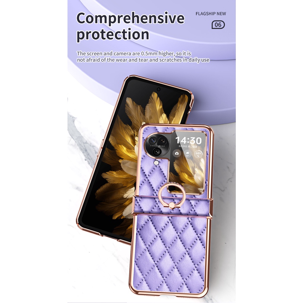 Plain Simple Electroplated Casing for OPPO Find N3 Flip Plating Classic N3Flip With Ring Holder Phone Case - Image 3