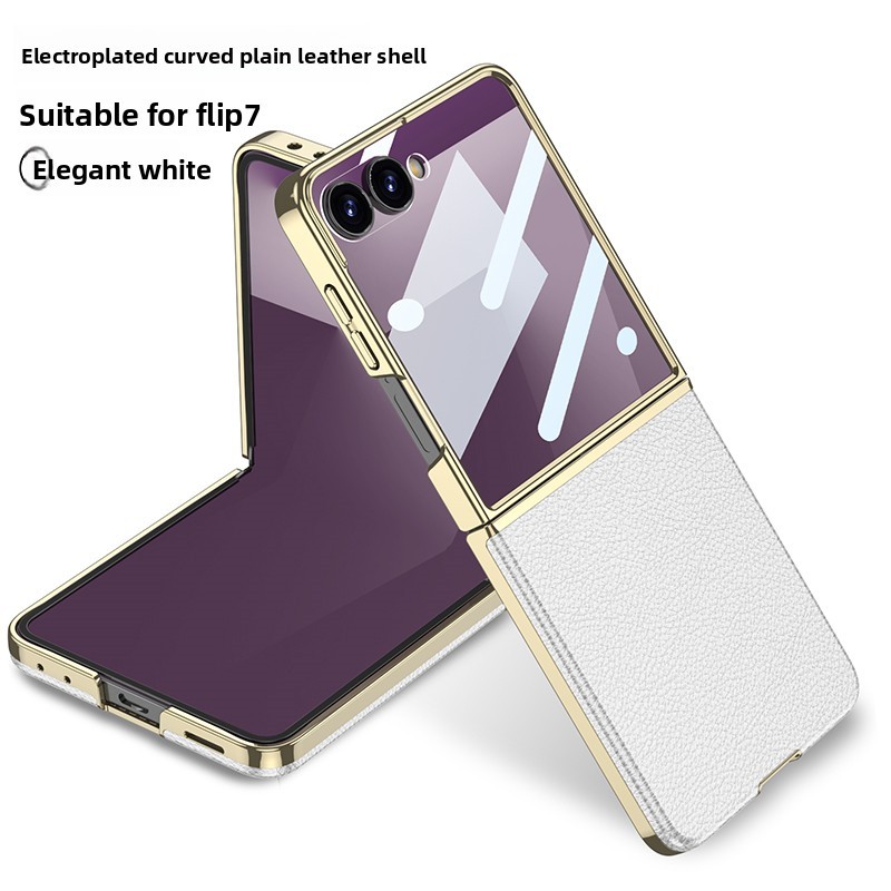 Electroplated Business Case Z Flip7 Flip Z7 Leather Classic for Samsung Galaxy Z Flip 7 Premium Phone Casing