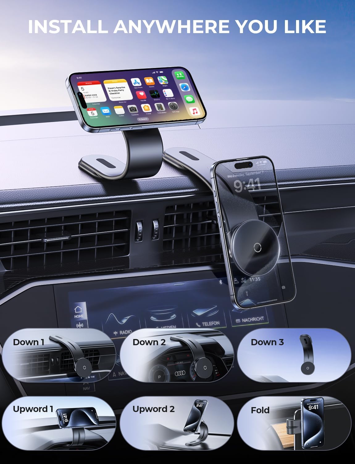 Universal Portable Magnetic Phone Holder Stand Adjustable Aluminum Alloy Arm Mount for Car Dashboard Mobile Bracket - Image 7