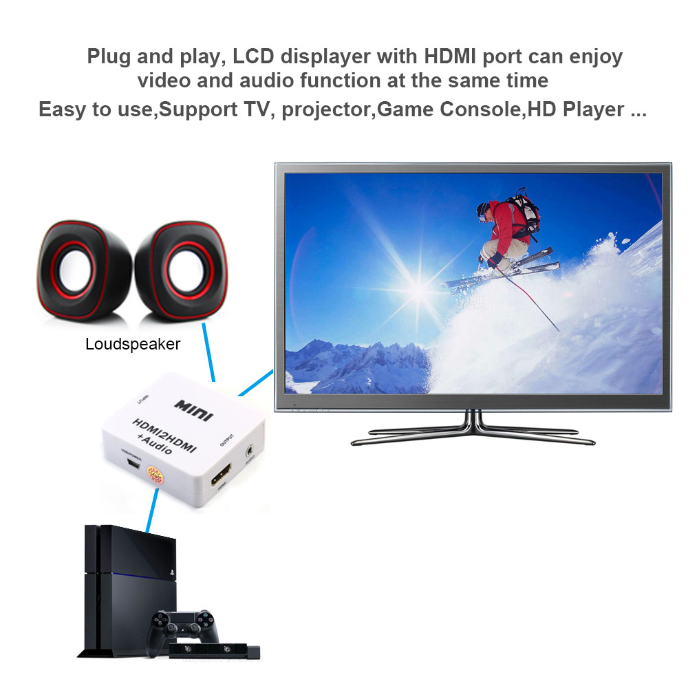 1080P HDMI Audio Extractor Splitter HDMI to HDMI 3.5mm Audio Adapter with 3.5mm Jack Stereo Audio Separate for TV-Box PC Laptop - Image 2