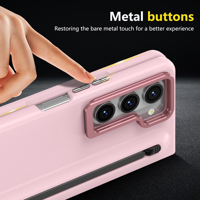 Lens Protector Matte Casing for Samsung Galaxy Z Fold7 Fold6 Z Fold5 Fold4 with Pen Plating Glass Classic Z Fold 7 6 5 4 With Bracket Phone Case
