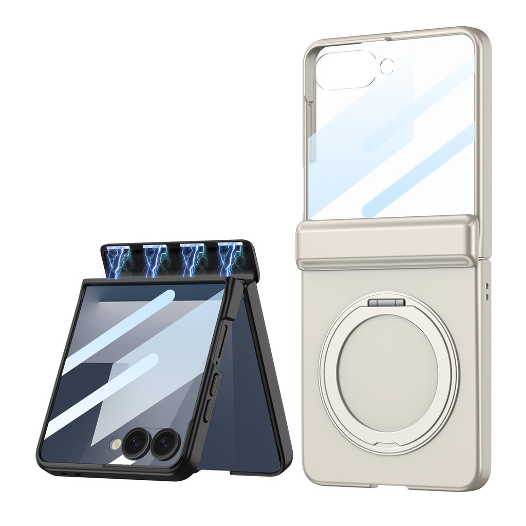 Magnetic Trendy Design Case Z Flip7 Flip Z7 Translucent for Samsung Galaxy Z Flip 7 Rotatable Bracket Phone Casing - Image 3