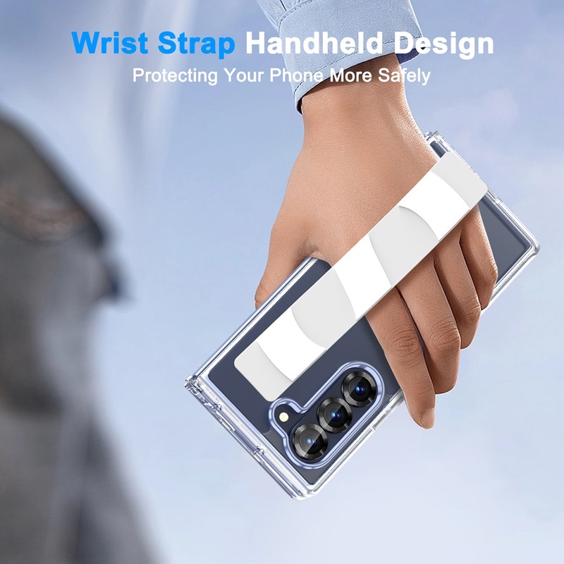 Shockproof Clear Casing for Samsung Galaxy Z Fold 6 Business Glossy Wireless Charging Acrylic Transparent Z Fold6 Wristband Phone Case - Image 3