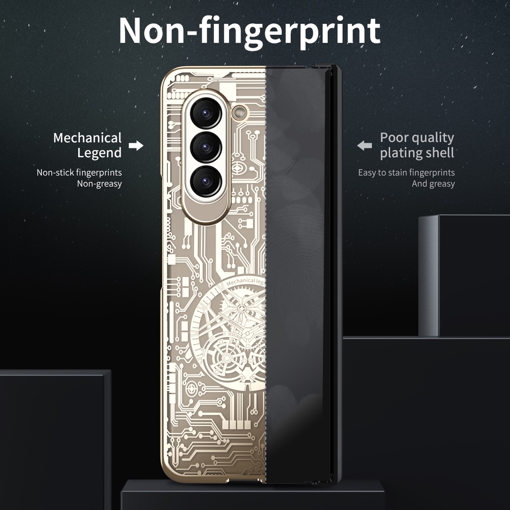 Aesthetic Luxury Bumper Electroplated Casing for Samsung Galaxy Z Fold 6 5 4 Creative Design Hard PC Z Fold5 ZFold6 Phone Case - Image 3