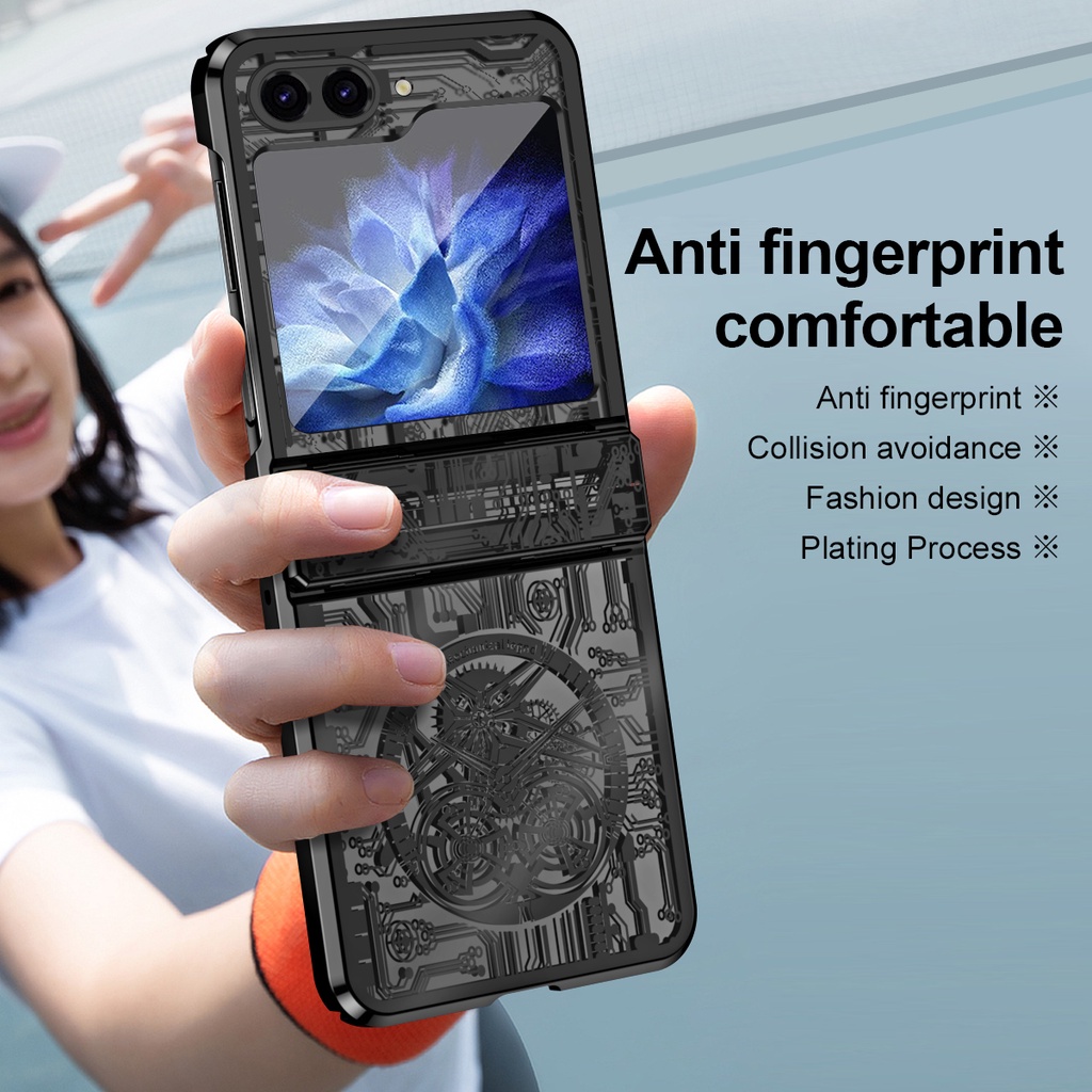 Clear Aesthetic Luxury Bumper Electroplated Casing for Samsung Galaxy Z Flip 7 6 5 4 Transparent Design Hard PC Z Flip7 Z Flip6 Flip5 Phone Case